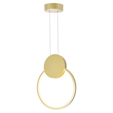 Cwi Lighting Pulley 12 in LED Satin Gold Mini Pendant 1297P12-1-602
